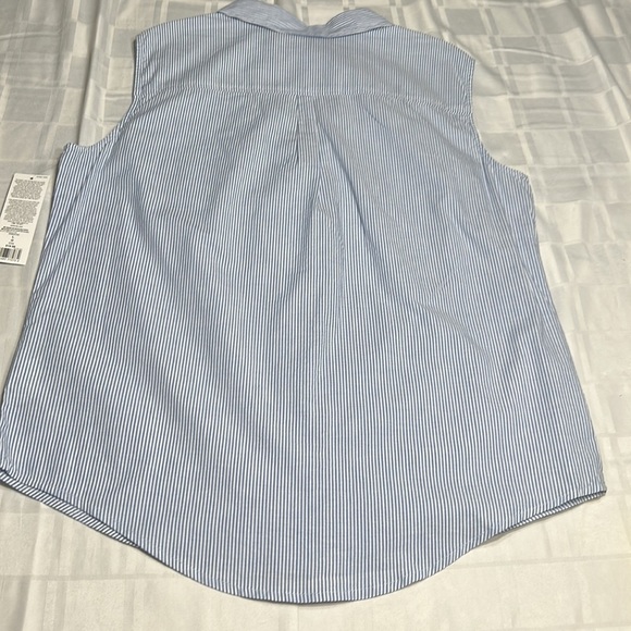 Striped blue & white cotton sleeveless festival shirt!Country concert NWT vtg,EC - Picture 7 of 12